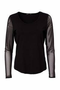 Naya Mesh Sleeve Top Black