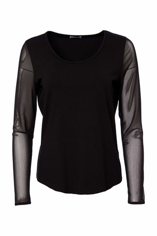 Naya Mesh Sleeve Top Black