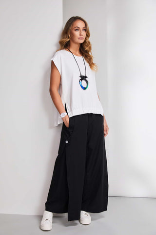 Naya Sleeveless Top With elastic hem White