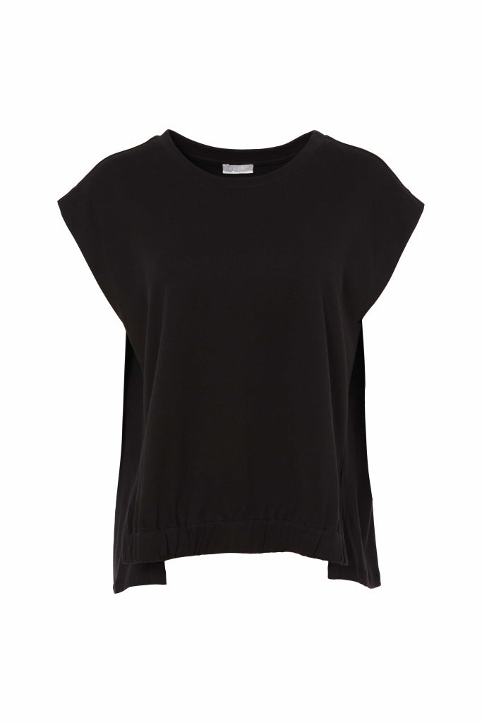 Naya Sleeveless Top With elastic hem Black