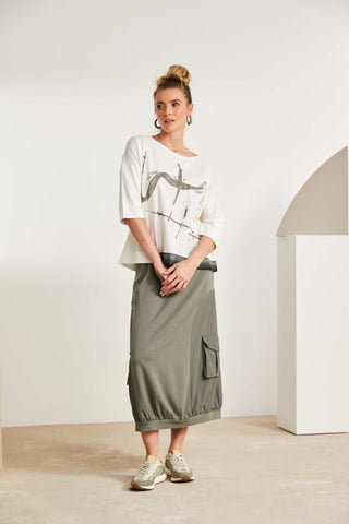 Naya Mix Material Skirt Army