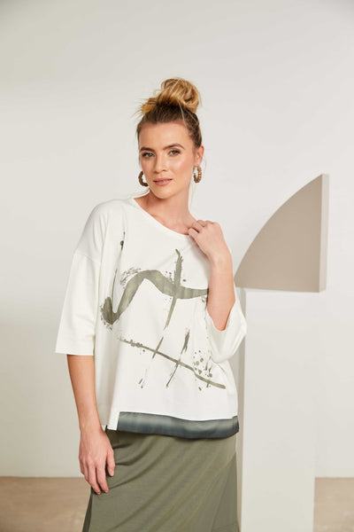 Naya Mix Material Skirt Army