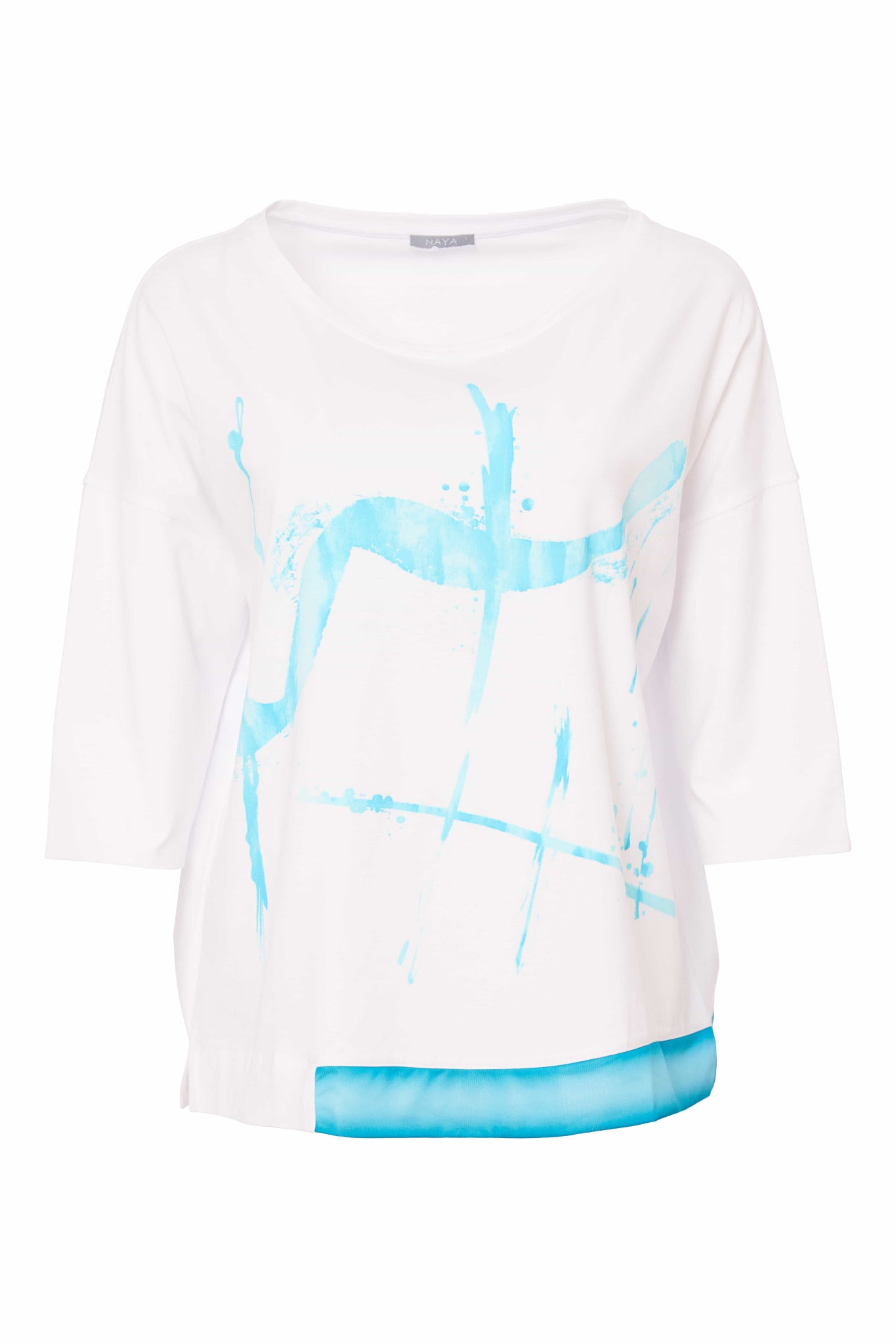 Naya Placement Print Top- Blue