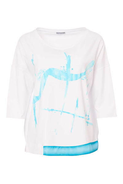 Naya Placement Print Top- Blue