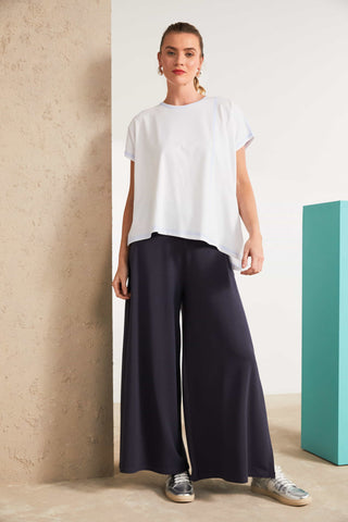 Naya Wide Leg Jersey Trouser With Slit- Antra