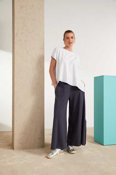Naya Wide Leg Jersey Trouser With Slit- Antra
