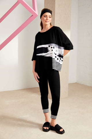 Naya Round Neck Square Top Black