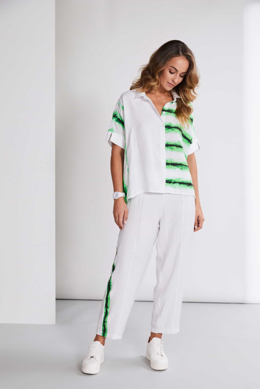 Naya Wide Leg Trouser With Blurred Stripe