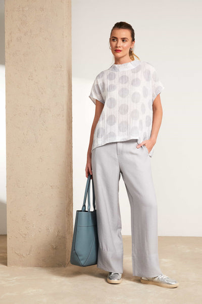 Naya Crinkle Spot High Neck Top