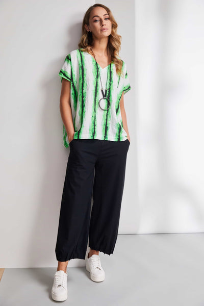 Naya Blurred Stripe Print V-Neck