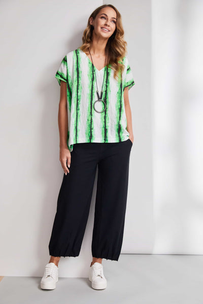 Naya Blurred Stripe Print V-Neck