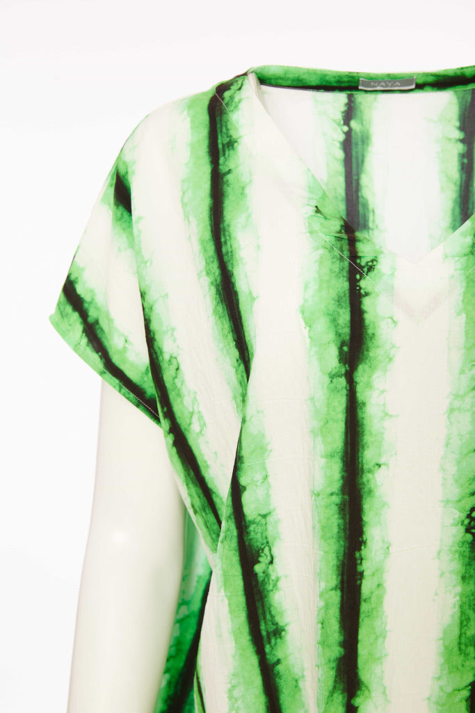 Naya Blurred Stripe Print V-Neck