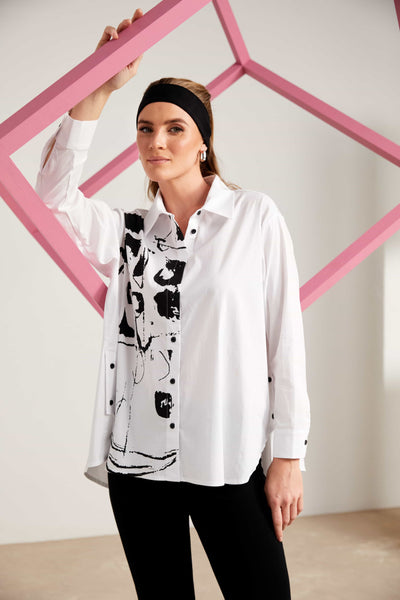 Naya Placement Print Shirt With Stud