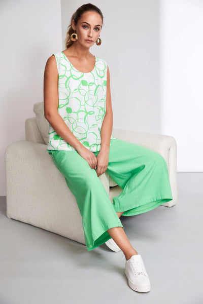 Naya Wide leg Crop Trouser With Elastic Waist Glas