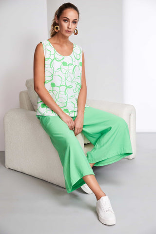 Naya Wide leg Crop Trouser With Elastic Waist Glas