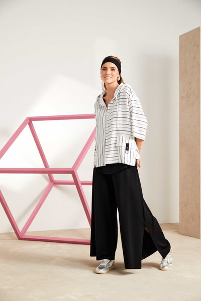 Naya Wide Leg Jersey Trouser With Slit- Black