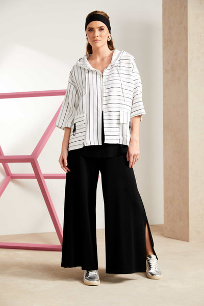 Naya Wide Leg Jersey Trouser With Slit- Black