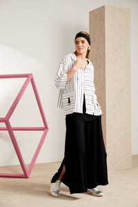 Naya Wide Leg Jersey Trouser With Slit- Black