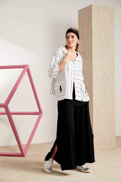 Naya Wide Leg Jersey Trouser With Slit- Black