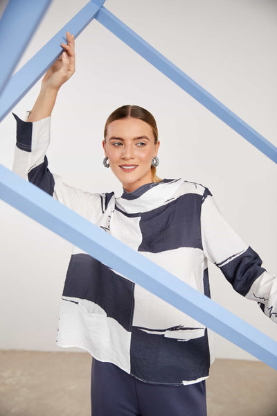 Naya Block Colour High Neck Top