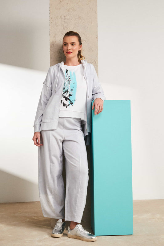 Naya Fine Stripe Print Hooded Top