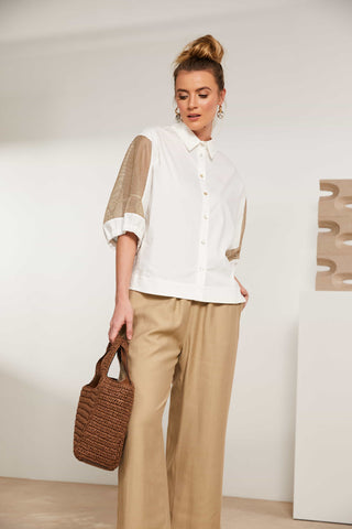 Naya Cotton Shirt With Mesh Sleeve