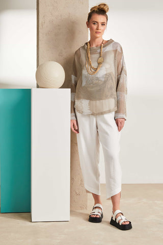 Naya Faded Block Mesh Print Top