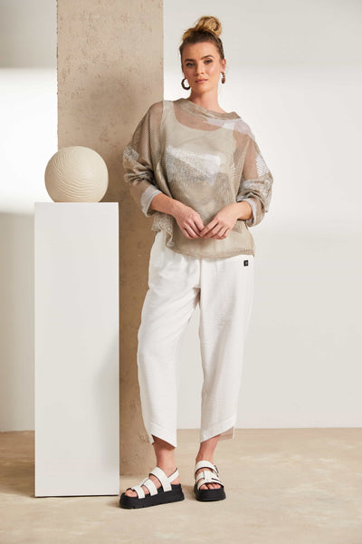 Naya Soft Pull on Curve Detail Trouser- White