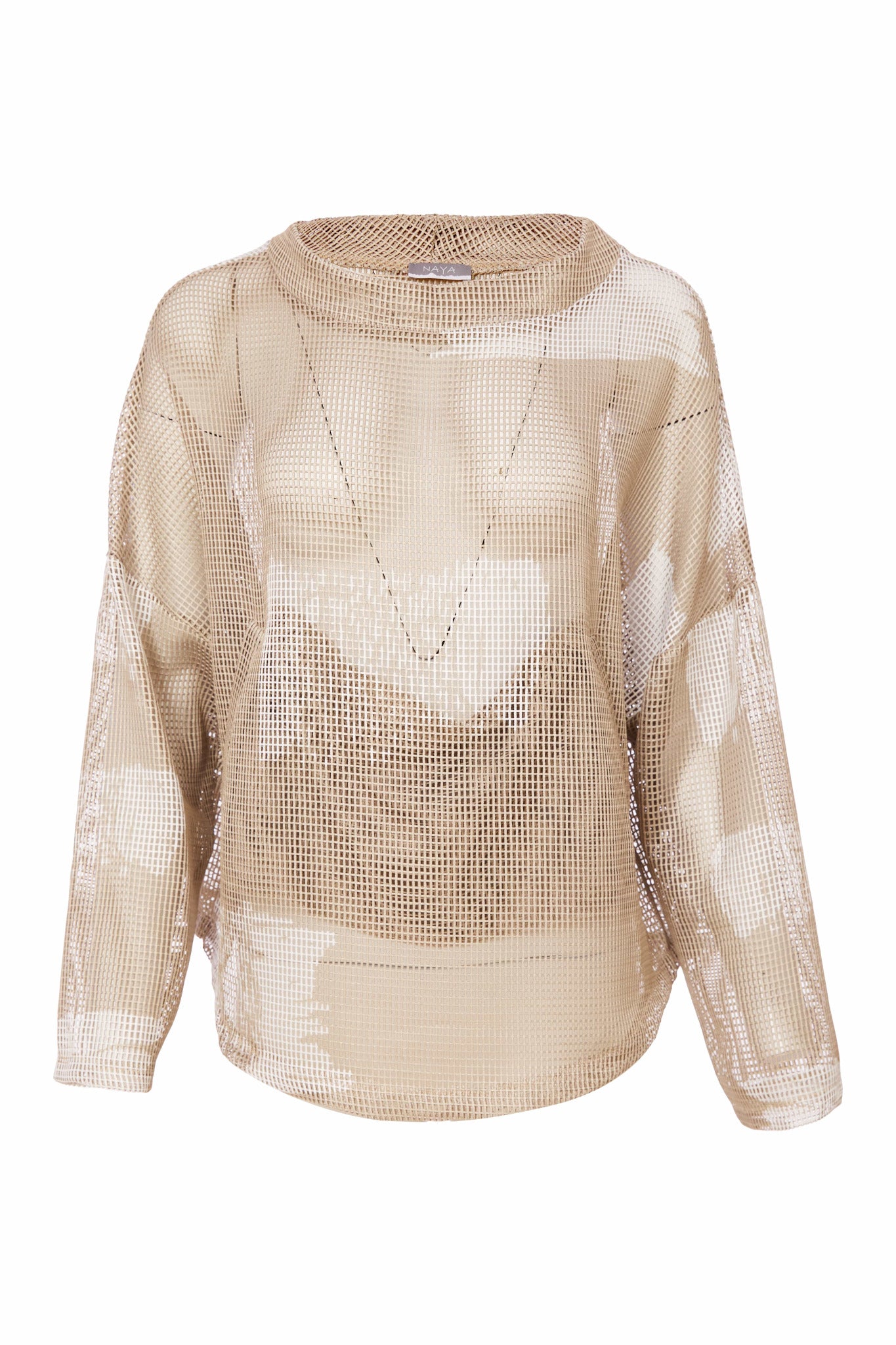 Naya Faded Block Mesh Print Top