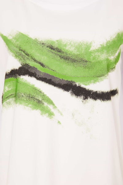 Naya Feather Placement Print Round Neck Top