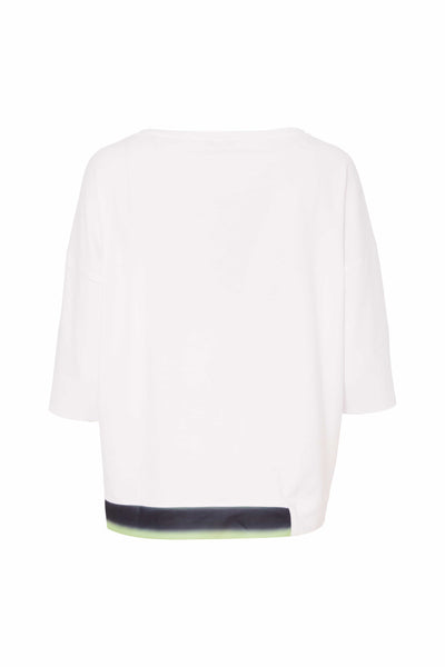 Naya Feather Placement Print Round Neck Top