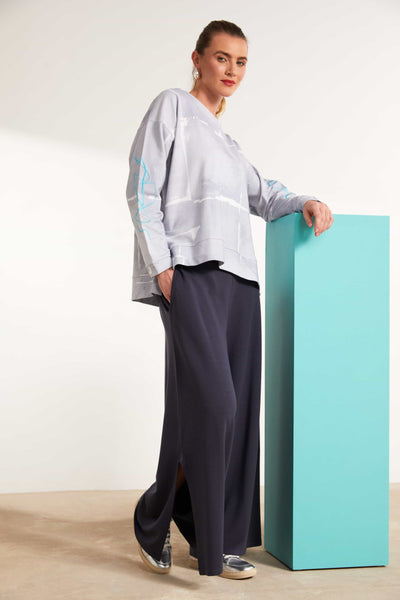 Naya Wide Leg Jersey Trouser With Slit- Antra