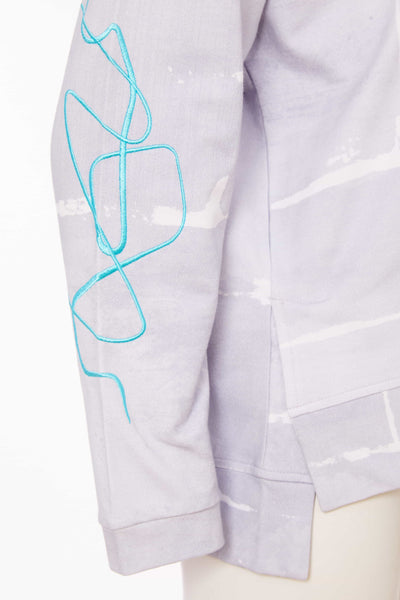 Naya Round Neck Print Top/ Embroidered Sleeve
