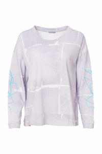 Naya Round Neck Print Top/ Embroidered Sleeve
