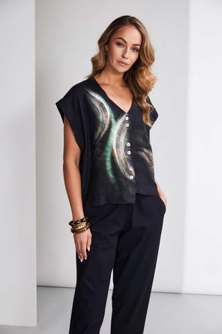 Naya Brushed Stroke Print Blouse