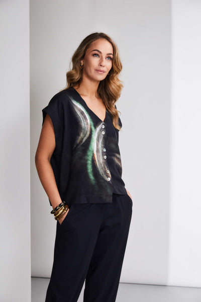 Naya Brushed Stroke Print Blouse