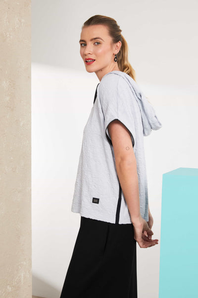 Naya Embossed Hooded Top Silver