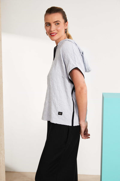 Naya Embossed Hooded Top Silver
