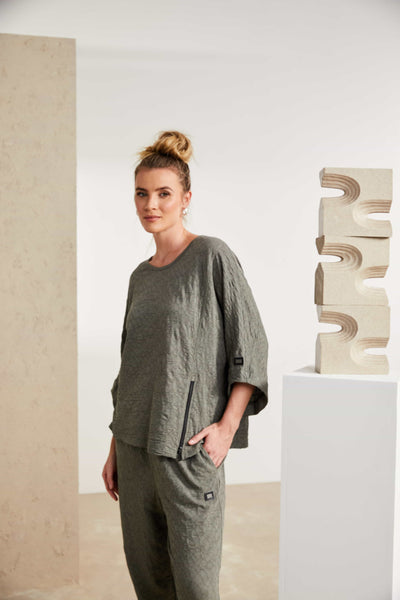 Naya Embossed Crop Trouser Army