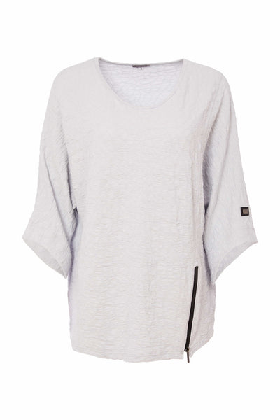 Naya Embossed Round Neck Top Silver