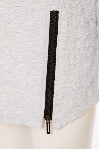 Naya Embossed Round Neck Top Silver