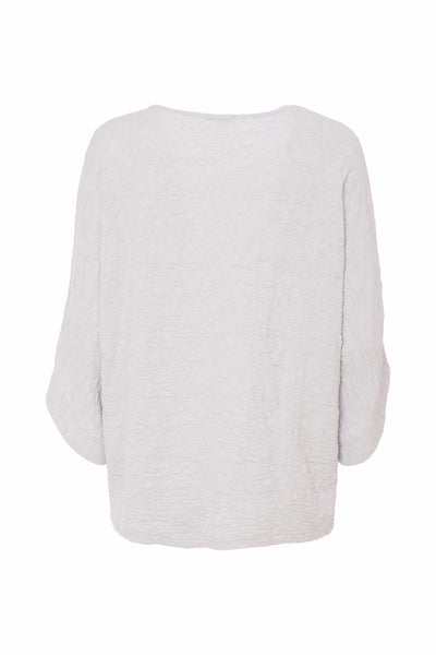 Naya Embossed Round Neck Top Silver