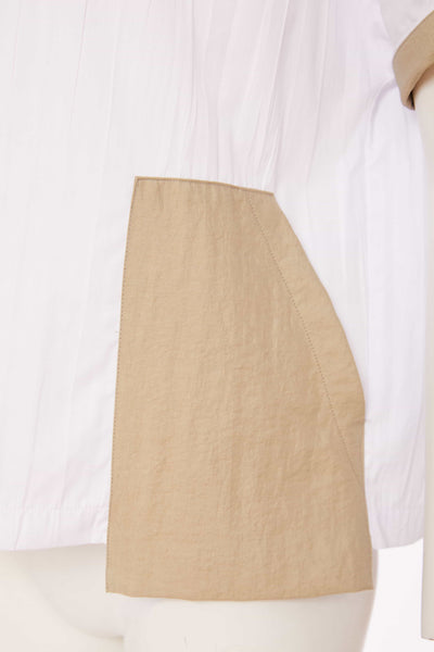 Naya High Neck Crinkle Top With Contrast Cuff