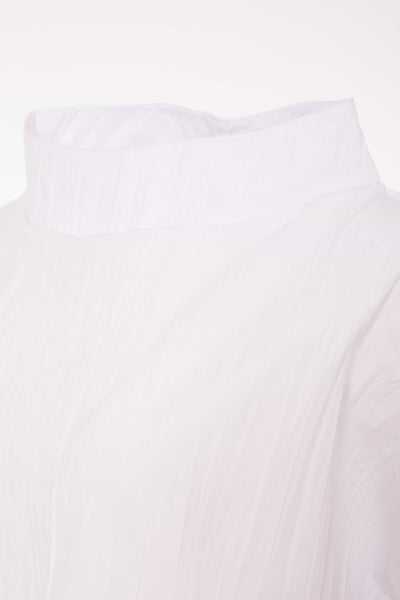 Naya High Neck Crinkle Top With Contrast Cuff