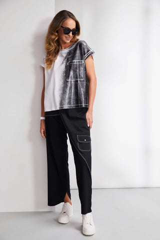 Naya Spray Print Top- Black