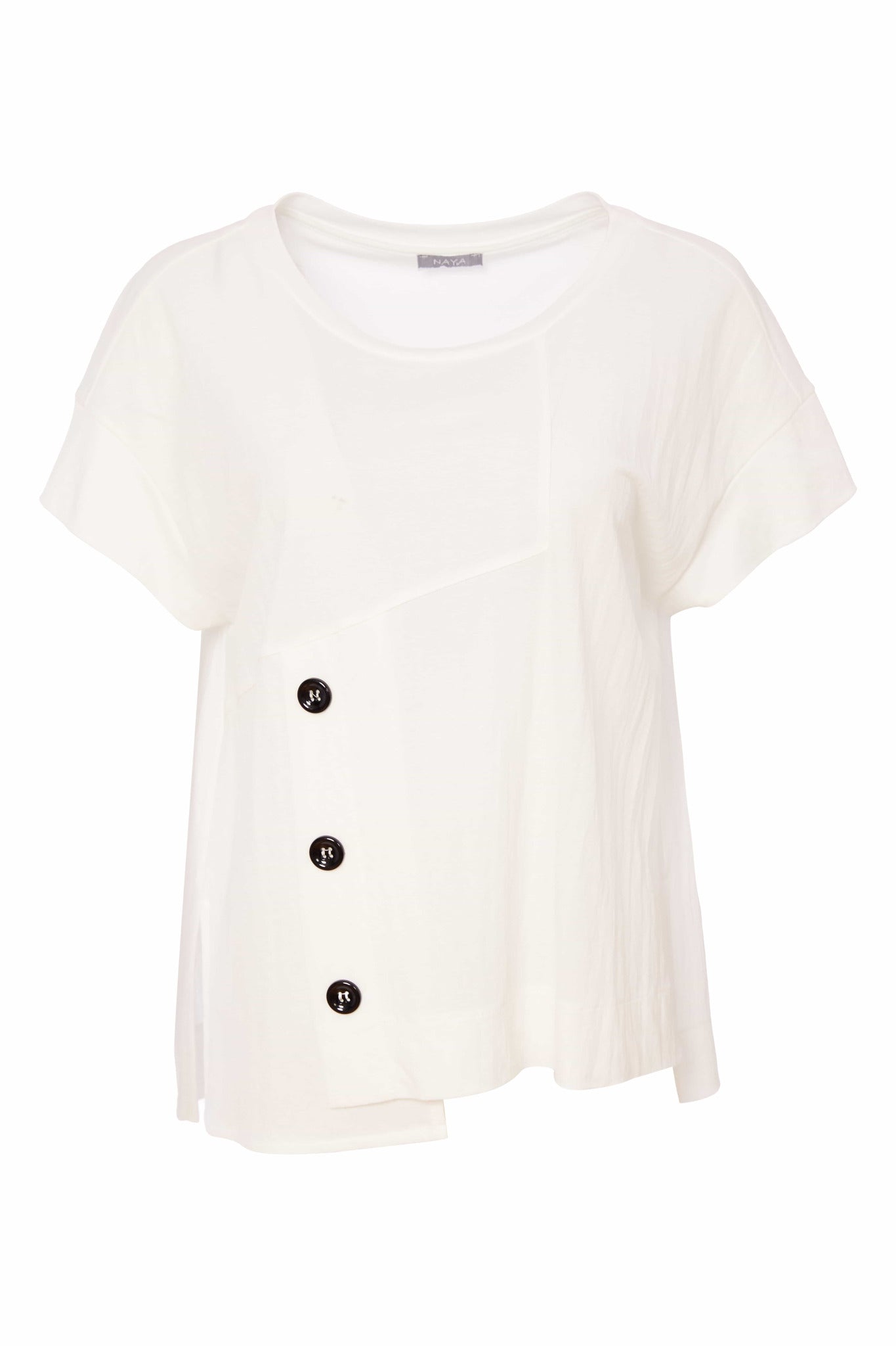 Naya Round Neck Button Top