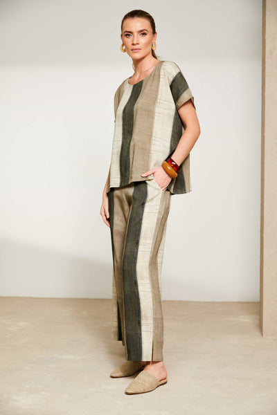 Naya Wide Stripe Scratch Print Top