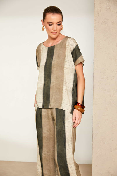 Naya Wide Stripe Scratch Print Top