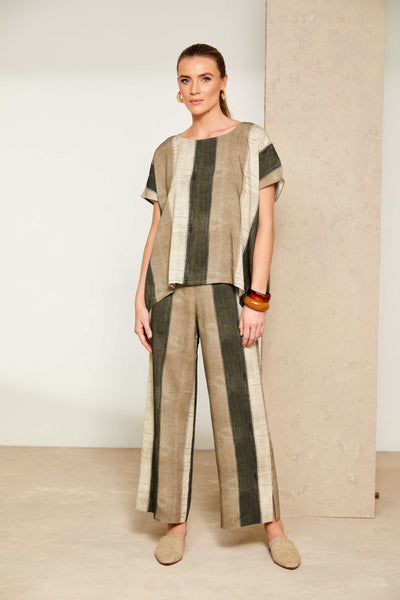 Naya Wide Stripe Scratch Print Top