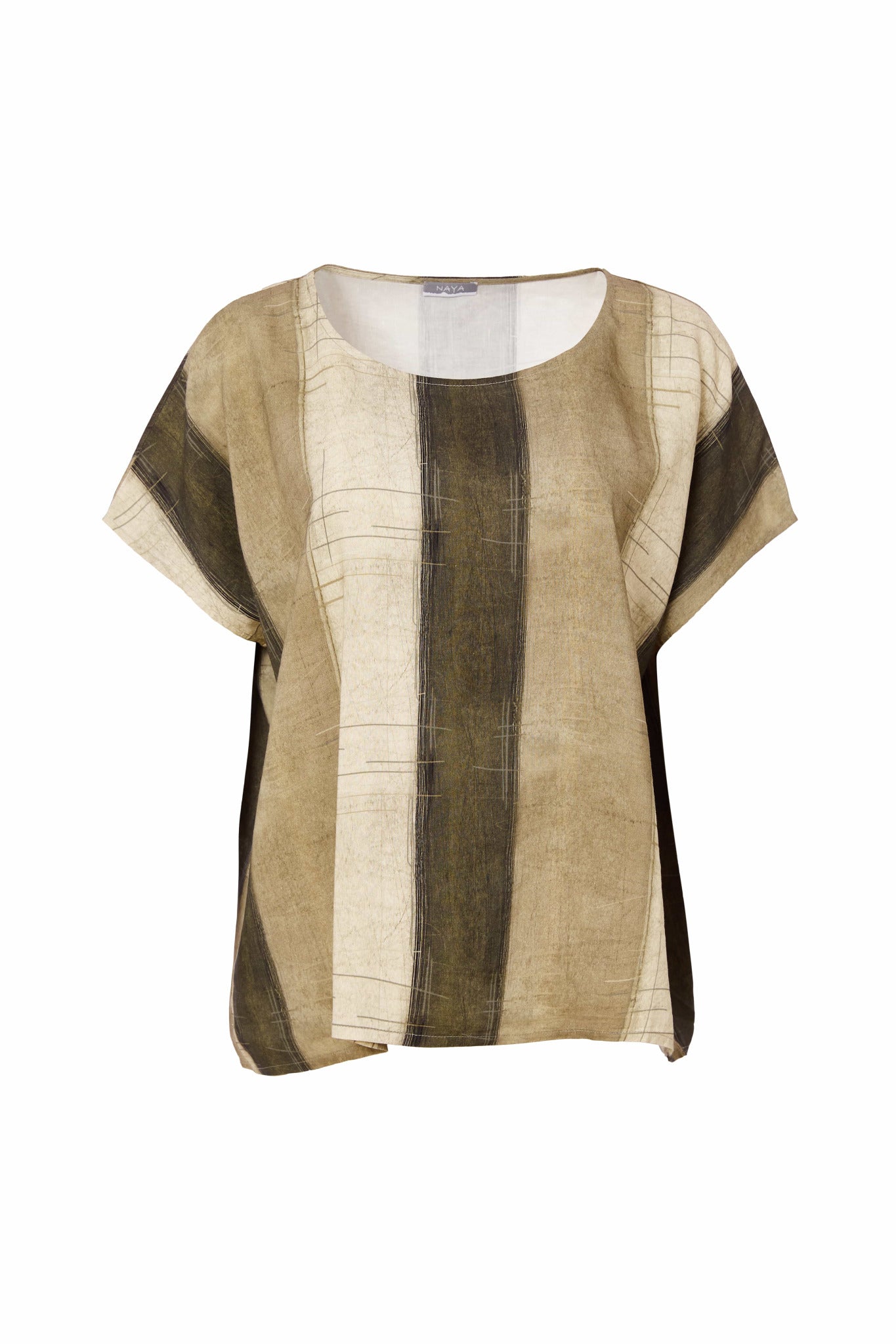 Naya Wide Stripe Scratch Print Top